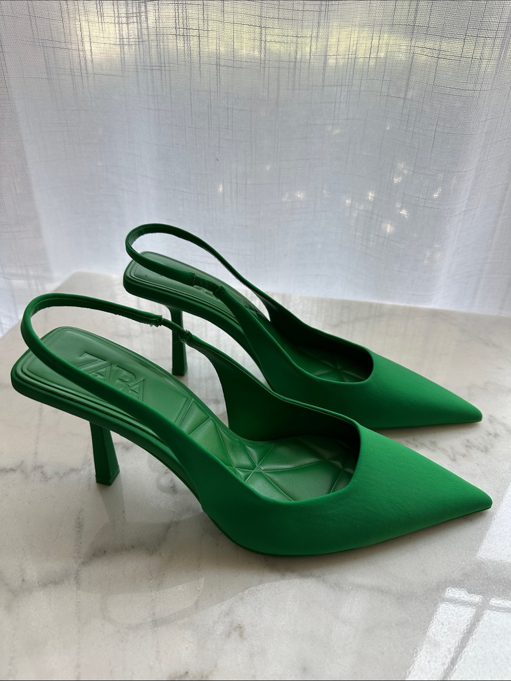 Zara Green Pointy Toe Heels